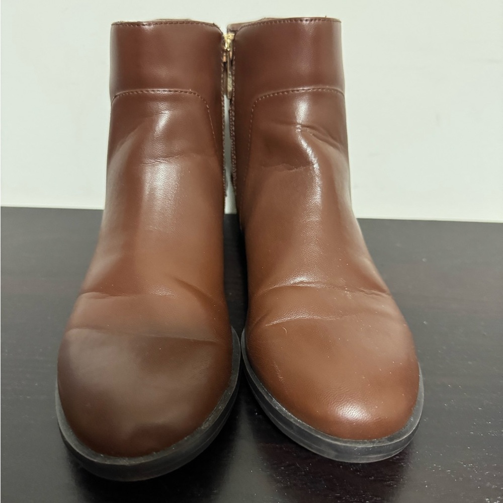 Bass Brown Ankle Boots with Side Zipper
